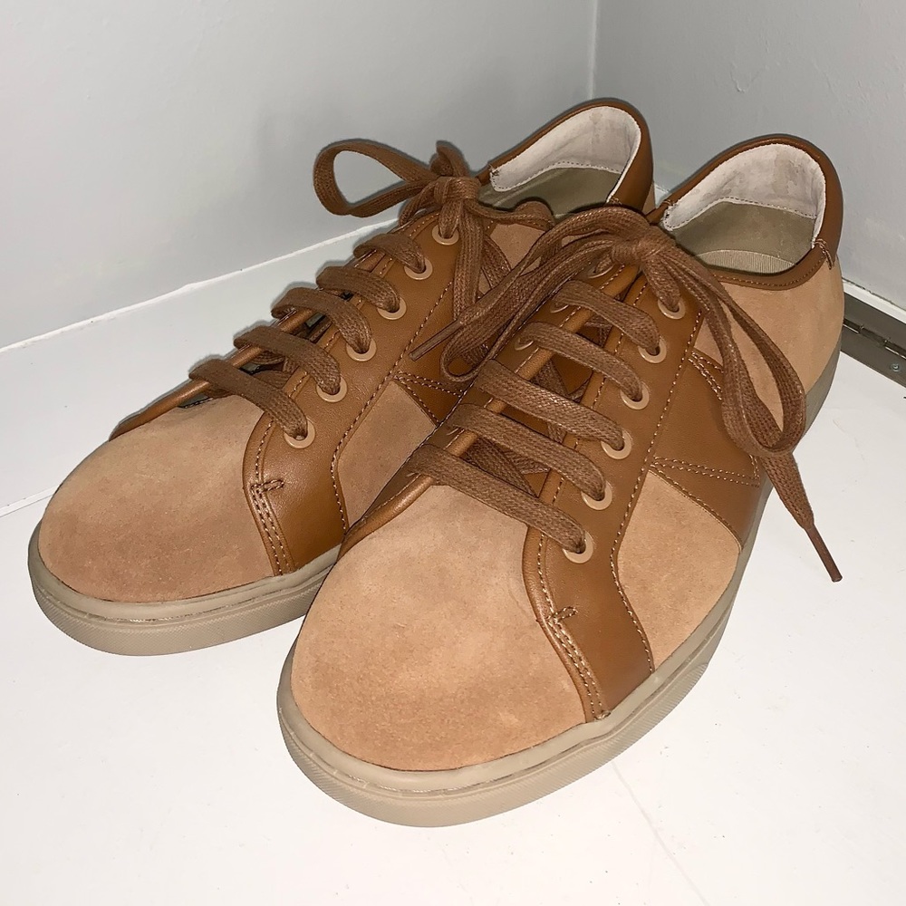Vionic Men’s Jerome Suede Sneakers Shoes Lace Up Brown Leather Orthaheel 9.5 Men